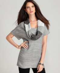 Style&co.'s spacedyed tunic comes with an attached colorblocked scarf for a perfectly-accessorized look! (Clearance)