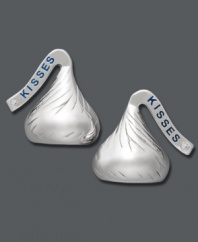 Add a little sugar on top! These polished stud earrings feature the signature Hershey's Kiss and wrapper with a round-cut diamond accent for extra sparkle! Crafted in sterling silver. Approximate size: 3/8 inch x 1/6 inch.