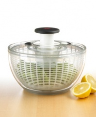 Take your greens for a spin and end up with crisp and delicious ingredients for amazing salads. Just press the top to spin and the brake button to stop. It can even double as colander or a serving bowl! Lifetime warranty.