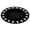 Round tray with pierced edge in colored steel with epoxy resin, black.