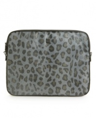 Old-school leopard print goes high-tech chic with this metallic-embellished laptop case.