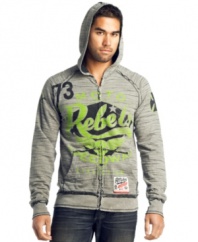 Reverse your normal layered look with this on-trend hoodie from Affliction.