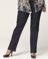 Glamorize your casual look with Style&co.'s plus size straight leg jeans, showcasing rhinestone pockets. (Clearance)