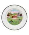 Villagers tend to land and laundry on this quaint Design Naif rim cereal bowl, featuring premium Villeroy & Boch porcelain.