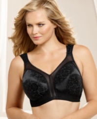 With extra padding and a wider design, you won't ever worry about uncomfortable bra straps. Perfect for fuller figures, the Playtex 18 Hour original comfort strap bra is complete with a lovely jacquard print. Style #4693