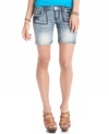 Awesome pocket stitching plus an extreme fade make these denim shorts from Dollhouse perfectly bold!