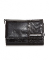 The perfect silhouette, size and style for the everyday! This refined wallet by Kenneth Cole Reaction features a trifold design with sleek python print accents, a signature logo plaque and an ultra-organized interior.