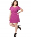 Zip up a super-cute look with Alfani's short sleeve plus size dress, cinched by an elastic waist.