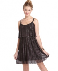 Allover glitter adds sparkle to this Morgan & Co. dress featuring a retro '70s flair -- totally on-trend for fall!