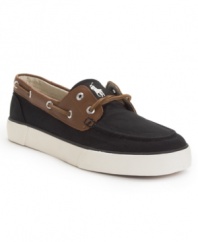 Complement your favorite casual combos with these smooth moc toe boat shoes from Polo Ralph Lauren.