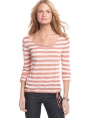 Stripes get a shot of flash via a sparkly inset along the neckline of this sweater from American Rag!