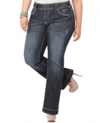 Showcase the season's latest tops with Hydraulic's boot cut plus size jeans, featuring a slim design.