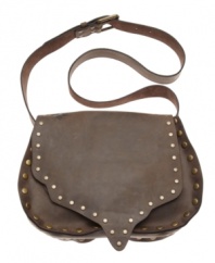 Designed with an antique influence in mind, this unique leather crossbody by Patricia Nash transforms a classic style into a modern must-have. Aged goldtone studs decorate border of bag while a burned edge finish and handcrafted floret add the perfect finishing touches.