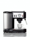 Ooh la la: Whether it's a morning ritual or an after-dinner treat, this café espresso machine from Capresso produces a très magnifique result! With a compact, space-saving design, the machine whips up fresh espresso, creamy cappuccino and frothy lattes in no time flat. One-year limited warranty. Model 115.
