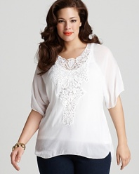 Johnny Was Collection Plus Size Heart To Heart Lace Top