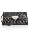 Quilty as charged! Surrender to this sleek quilted Nine West wristlet for your next date night or dinner with the girls. Silvertone hardware and a signature front plaque add the perfect finishing touches.