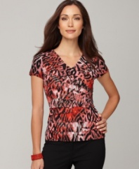 This printed top from Style&co.'s collection of petite apparel is the answer to chic dressing that is ultra-flattering. The tiered style creates a slimming silhouette!