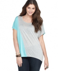 Lock up an ultra-hot trend with American Rag's short sleeve plus size top, highlighted by colorblocking. (Clearance)