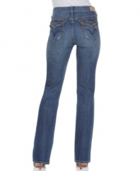 In a flattering bootcut fit, these Levi's 515 jeans feature embroidery and studs at the back flap pockets for a bit of western flair!