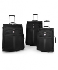 Your ticket to smooth travels. Life on the road is easier with American Tourister's ultra-lightweight suitcase at hand. Enjoy plenty of well-organized packing space with multiple pockets inside and out, plus an expandability option to give you more room when you need it. 25 upright pictured center. 10-year warranty. (Clearance)