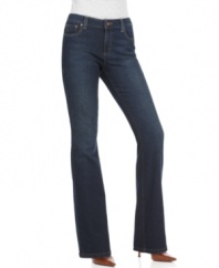 For a sleek casual look, DKNY Jeans' boot cut petite jeans are a must-have for your wardrobe.