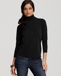 An elastic ruched seam at the neckline of this Eileen Fisher turtleneck makes for luxe scrunching--a chic update to the essential style.