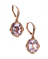 A lovely lavender hue. Judith Jack's elegant drop earrings highlight amethyst gemstones (6-1/8 ct. t.w.) against a backdrop of glittering marcasite. Crafted in rose gold over sterling silver. Approximate drop: 1-1/2 inches.