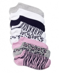 Run like the wind with these fierce cheetah-printed, low-cut socks from Hot Sox. Pack of 6.