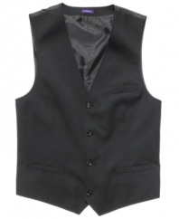 In vest. This sleek style from American Rag is a cool, carefree update to your dressy-casual look.