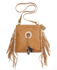 Get in touch with your free-spirited side with the nature-inspired Spirit Crossbody from Carlos Santana. Side fringe detail, feather accented tassels and a dream catcher center perfectly complete the look.