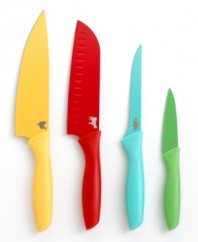 Color your kitchen clean! Four color-coded knives keep tabs on what you're cutting to keep contamination out of the kitchen. Made with a nonstick resin coating, ergonomic handle with comfort grip and stainless steel blade, each knife brings a new level of confidence to your prep work. Lifetime warranty.