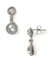 Nadri framed drop earrings. Cubic zirconium crystal drop earrings with post backings for pierced ears. 2.99 ct. t.w.
