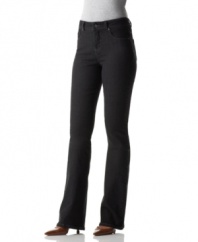 Look your slimmest in these Style&co. boot cut jeans, featuring a special tummy-smoothing panel at the front.