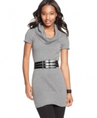 Snuggle-up in this super cozy tunic from Sweater Project that comes with a waist-cinching belt!