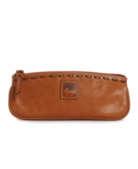 Chunky stitching adds texture and depth to this sleekly elegant cosmetic bag from Dooney & Bourke.