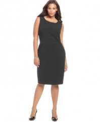 Plus size fashion that features a tailored fit. This sleeveless sheath dress from Calvin Klein's collection of plus size clothes is an essential for your work wardrobe.