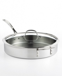 Brilliant good looks. Perfect gourmet results. Combining the long-lasting radiance of stainless steel with the superior  performance of a highly conductive, heavy-gauge aluminum core, the Calphalon Tri-Ply saute pan makes it easy to prepare mouthwatering meals day after day -- each more memorable than the last. Lifetime warranty.