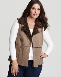 Layer on the texture in this trend-right Karen Kane faux fur vest. Pair with a delicate blouse or tee for chic contrast.