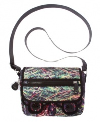 Get out and go: Kipling's new midsized shoulder bag offers a vibrant print, convenient outer pockets and a chic crossbody versatility for everyday wear.