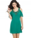 A studded neckline wears like chic armor on this dress from Rampage that's tough yet sweet!