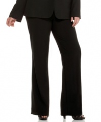 Plus size fashion that's polished and versatile. These suiting pants from Calvin Klein's line of plus size suits for women are a work wardrobe essential.