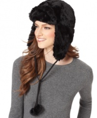 Winter winds have nothing on you. Lock down warmth with this adorable faux fur trapper hat by Nine West.