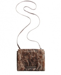 Vibrantly hued python adorns this square envelope crossbody purse for on-the-go sophistication.