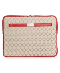 Protect your technology in style with this sleek laptop sleeve from Nine West. With contrast trim and shiny silvertone accents, this zip-around design is the perfect travel companion.
