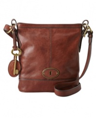 Inspired by Italian bags from the '70s, you can't get much more classic than this rich leather Vintage Re-Issue top zip bag by Fossil. Hold your day-to-day necessities in this must-have silhouette.