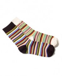 No need to change your stripes. Show them off with these whimsical trouser socks by Hot Sox.