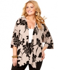 Punch up your casual style with Alfani's dolman sleeve plus size jacket-- it's a perfect layer for the season!