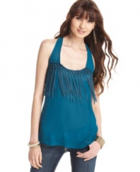 Fulfill the prerequisites of your style degree by rocking this top from Fire! From the gauzy chiffon fabric to the trend-right fringes, this top makes it easy to look good!