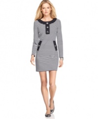 Get a classic nautical look with this chic petite striped dress from MICHAEL Michael Kors! (Clearance)