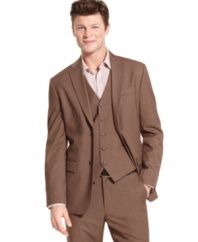 In a classic, subdued herringbone, this Perry Ellis suit jacket is a must-have for the ages.